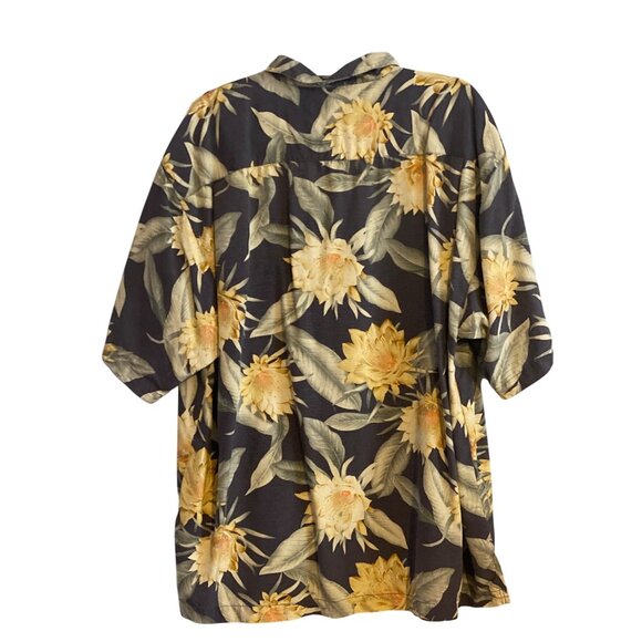 VTG Tommy Bahama Shirt SS Hawaiian Floral Yellow Green Black 100% Silk Men XL - Picture 11 of 13